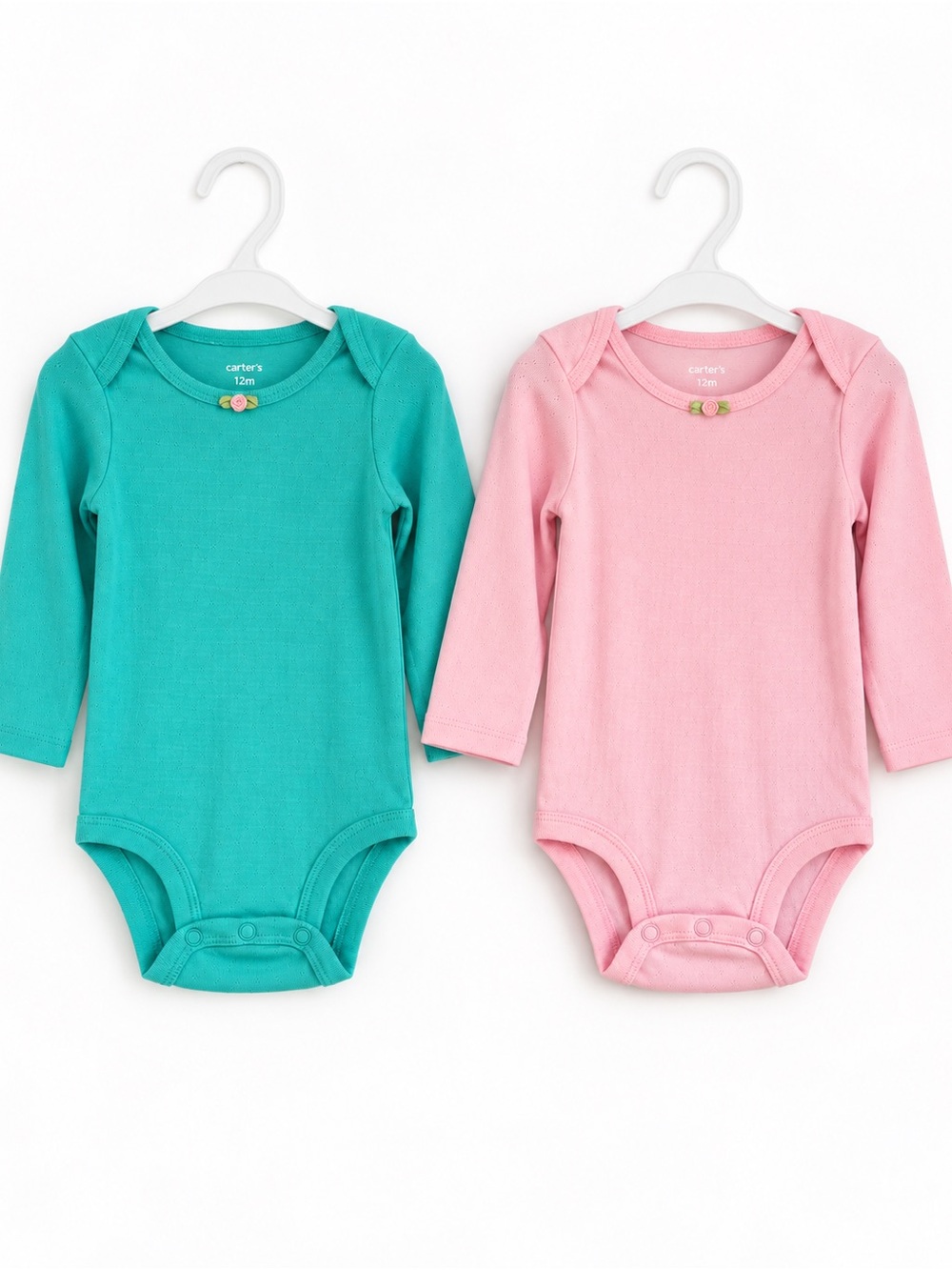 Carter's Long-Sleeve One-Piece Bodysuits - Teal & Pink (2-Pack)